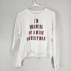 Project Karma I'm Dreaming of a Wine Christmas Long Sleeve Crop Sweatshirt Sz L